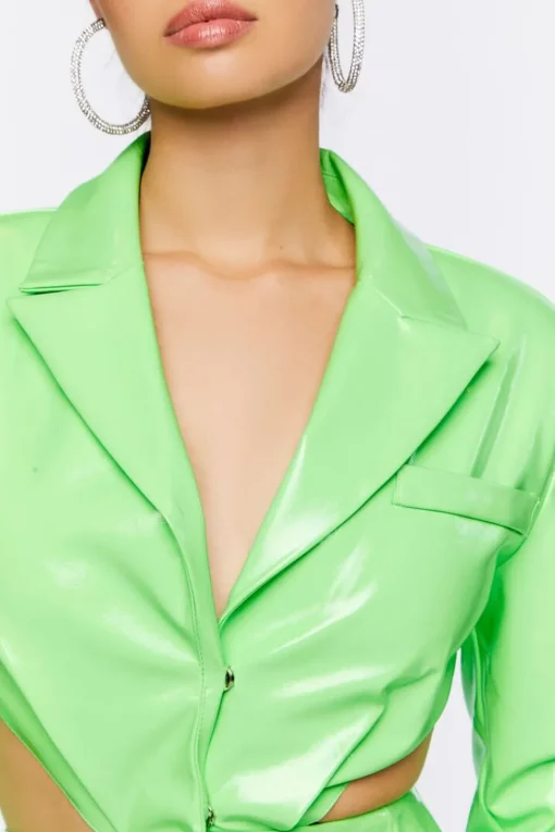 Faux Patent Leather Cutout Mini Dress