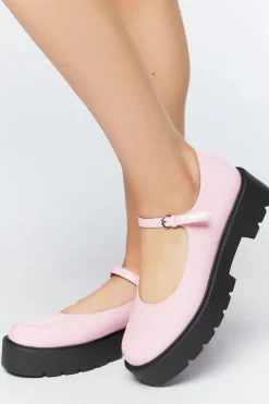 Faux Patent Leather Mary Jane Flatforms