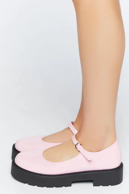 Faux Patent Leather Mary Jane Flatforms