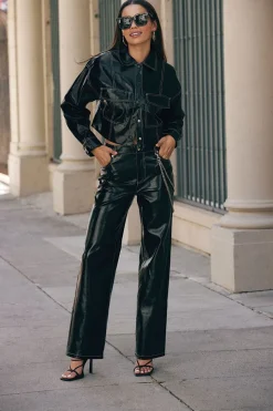 Faux Patent Leather Pants