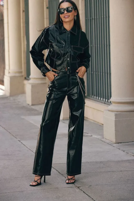 Faux Patent Leather Pants