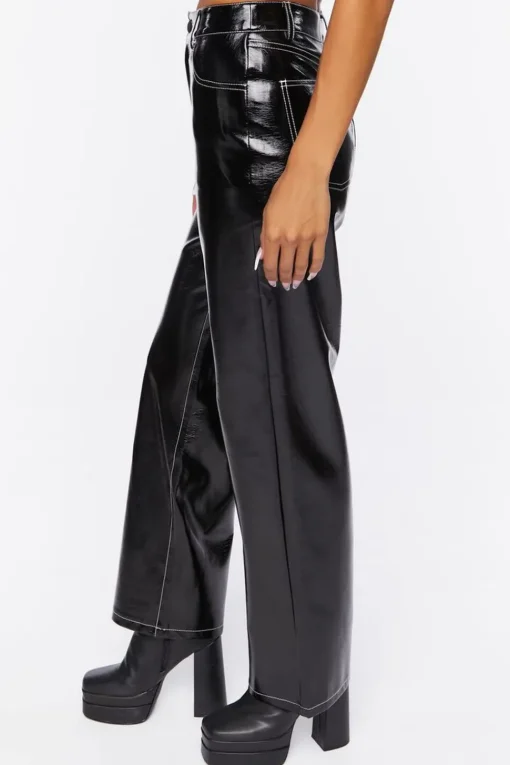 Faux Patent Leather Pants