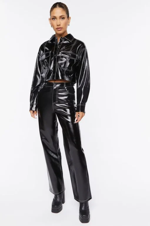 Faux Patent Leather Pants