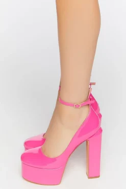 Faux Patent Leather Platform Mary Jane Heels