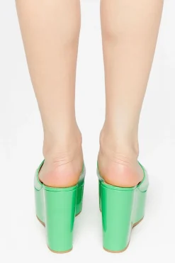 Faux Patent Leather Platform Wedges