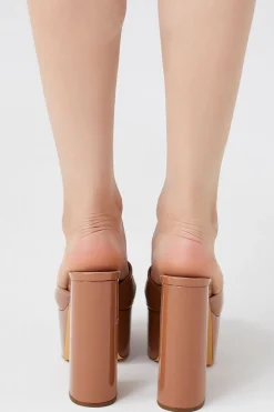 Faux Patent Leather Platform Heels