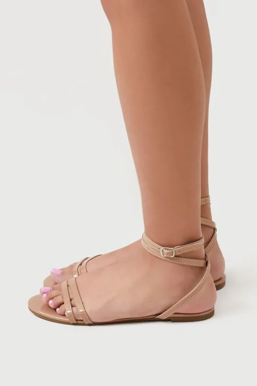 Faux Patent Leather Strappy Sandals