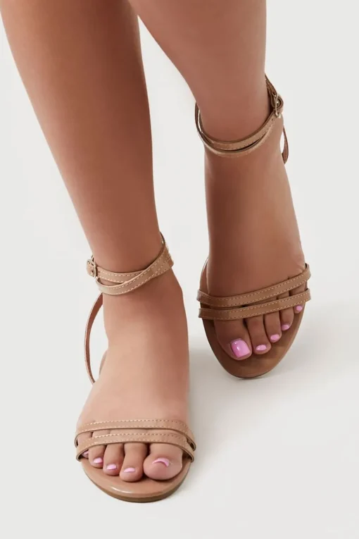Faux Patent Leather Strappy Sandals
