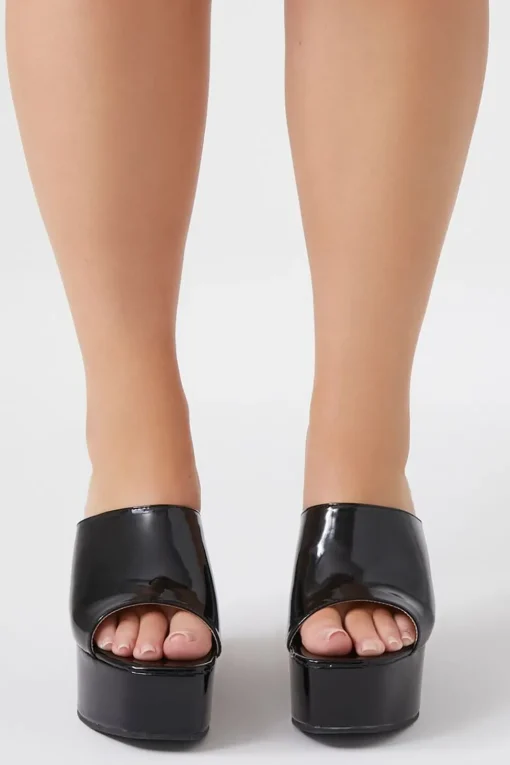 Faux Patent Leather Wedges (Wide)