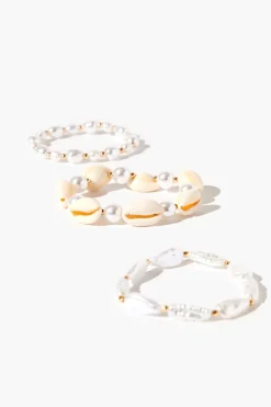 Faux Pearl & Shell Bracelet Set