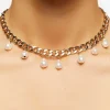 Faux Pearl Curb Chain Necklace