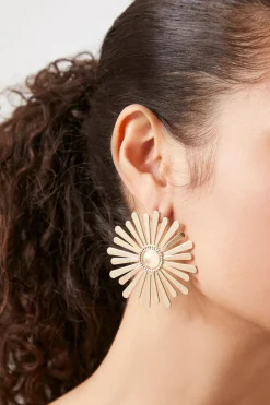 Faux Pearl Floral Drop Earrings