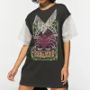 Faux Pearl Fringe Graphic T-Shirt Dress