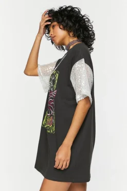 Faux Pearl Fringe Graphic T-Shirt Dress
