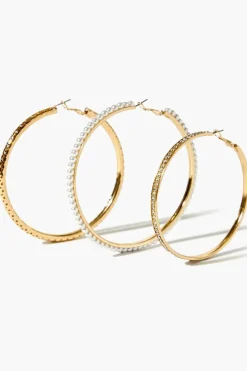 Faux Pearl Hoop Earring Set