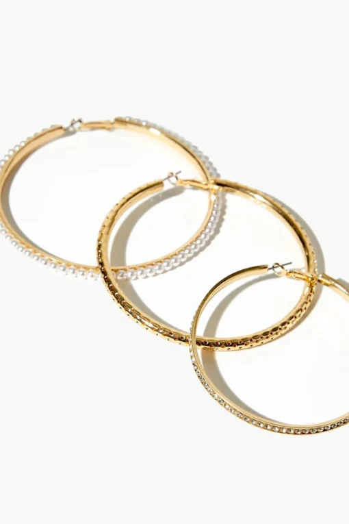 Faux Pearl Hoop Earring Set