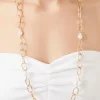 Faux Pearl Link Chain Necklace
