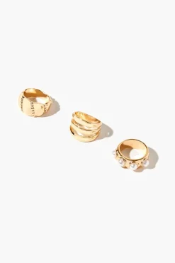 Faux Pearl Ring Set