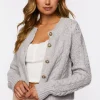 Faux Pearl-Button Cardigan Sweater