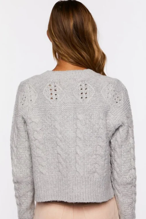 Faux Pearl-Button Cardigan Sweater