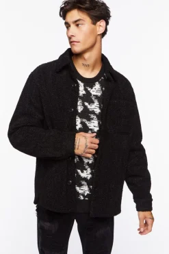Faux Shearling Button-Up Jacket