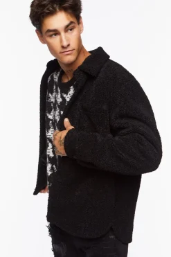 Faux Shearling Button-Up Jacket