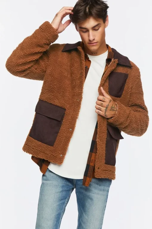 Faux Shearling Snap-Button Jacket