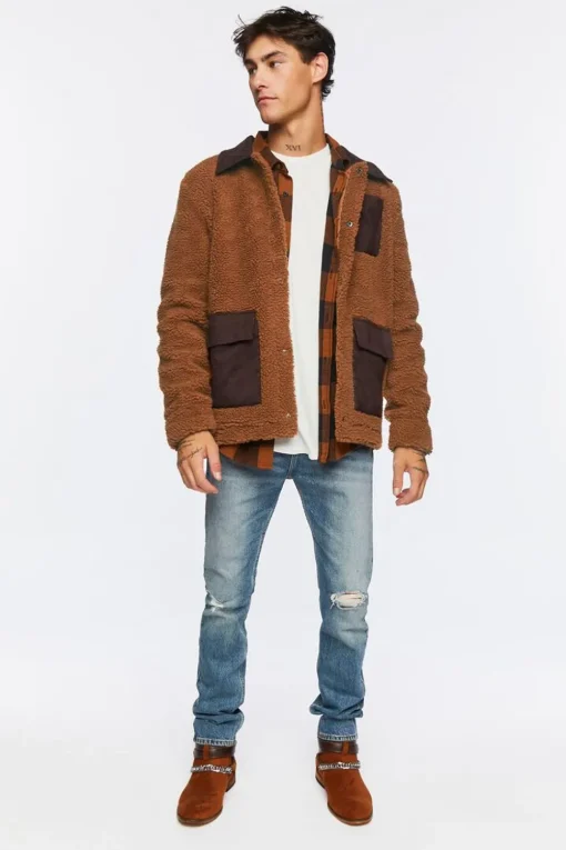Faux Shearling Snap-Button Jacket
