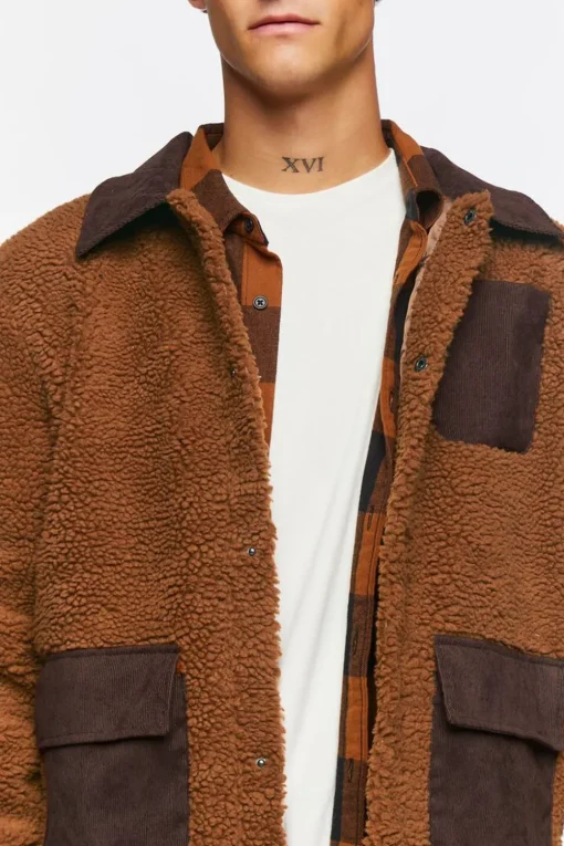 Faux Shearling Snap-Button Jacket