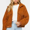 Faux Shearling Zip-Up Bomber Jacket