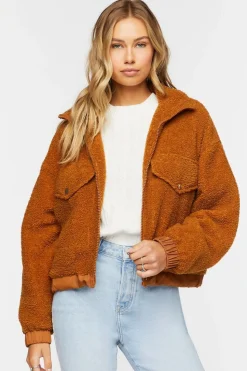 Faux Shearling Zip-Up Bomber Jacket