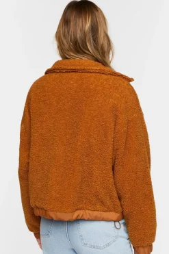 Faux Shearling Zip-Up Bomber Jacket