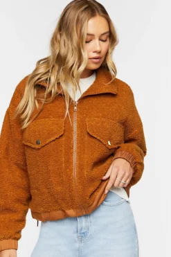 Faux Shearling Zip-Up Bomber Jacket