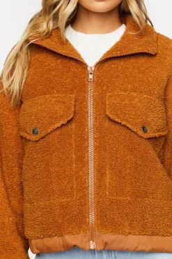 Faux Shearling Zip-Up Bomber Jacket