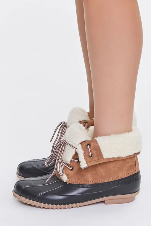 Faux Shearling-Lined Duck Booties