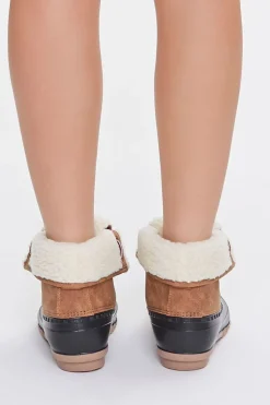 Faux Shearling-Lined Duck Booties