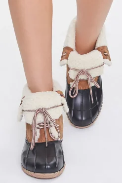 Faux Shearling-Lined Duck Booties