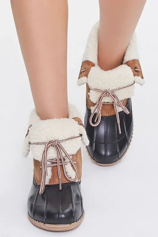 Faux Shearling-Lined Duck Booties