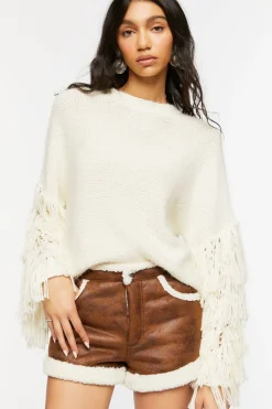 Faux Shearling-Trim Shorts