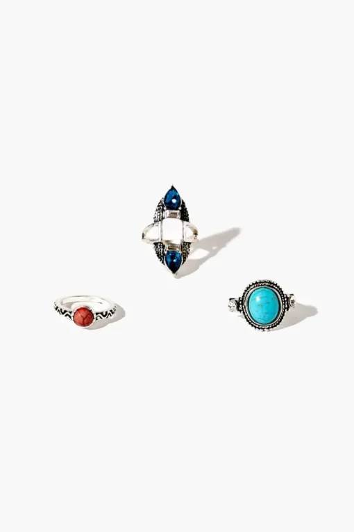 Faux Stone Ring Set
