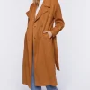 Faux Suede Belted Trench Coat