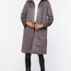 Faux Suede Button-Front Duster Coat