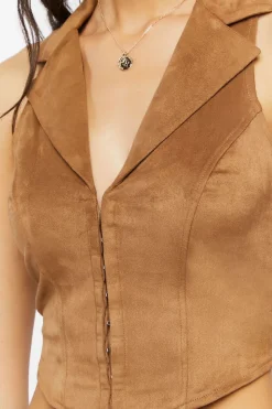 Faux Suede Crop Top