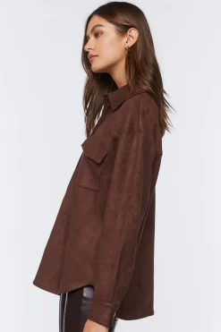 Faux Suede Dolphin-Hem Shacket