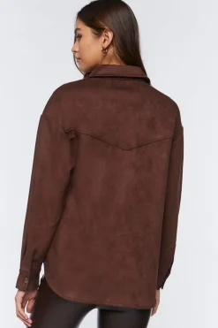Faux Suede Dolphin-Hem Shacket