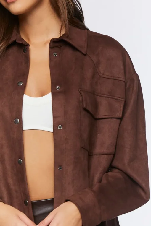 Faux Suede Dolphin-Hem Shacket