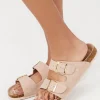Faux Suede Dual Buckle Sandals