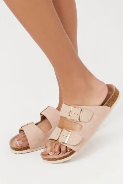 Faux Suede Dual Buckle Sandals