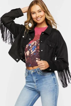 Faux Suede Fringe Jacket