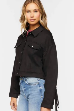 Faux Suede Fringe Jacket
